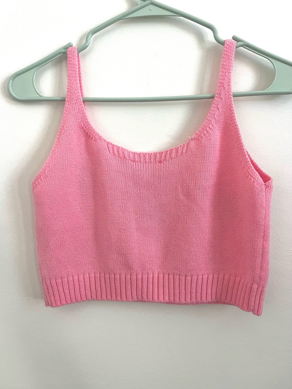 Sugar Thrillz by Dolls Kill pink cropped sweater tank with crochet hearts - Picture 2 of 4